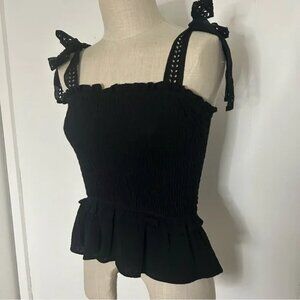 Anthropologie Eri + Ali Stephanie Smocked Eyelet Tank